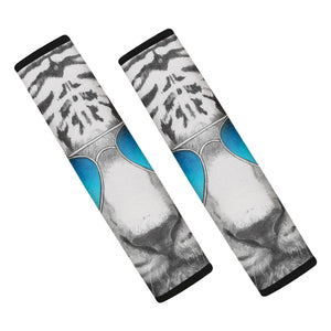 White Tiger With Sunglasses Print Car Seat Belt Covers