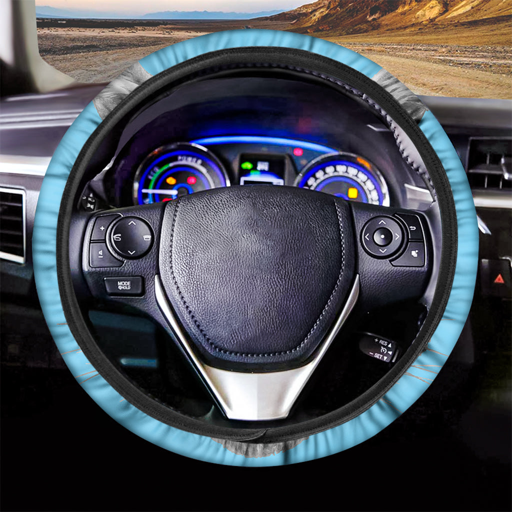White Tiger With Sunglasses Print Car Steering Wheel Cover