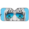 White Tiger With Sunglasses Print Car Sun Shade