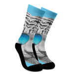 White Tiger With Sunglasses Print Crew Socks