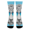 White Tiger With Sunglasses Print Crew Socks