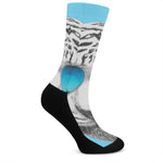 White Tiger With Sunglasses Print Crew Socks