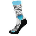 White Tiger With Sunglasses Print Crew Socks
