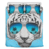 White Tiger With Sunglasses Print Duvet Cover Bedding Set