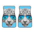 White Tiger With Sunglasses Print Front Car Floor Mats