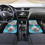 White Tiger With Sunglasses Print Front Car Floor Mats