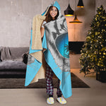 White Tiger With Sunglasses Print Hooded Blanket