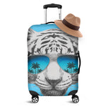 White Tiger With Sunglasses Print Luggage Cover