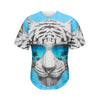 White Tiger With Sunglasses Print Men's Baseball Jersey