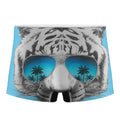 White Tiger With Sunglasses Print Men's Boxer Briefs