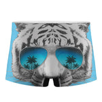 White Tiger With Sunglasses Print Men's Boxer Briefs