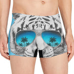 White Tiger With Sunglasses Print Men's Boxer Briefs