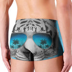 White Tiger With Sunglasses Print Men's Boxer Briefs