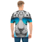 White Tiger With Sunglasses Print Men's T-Shirt