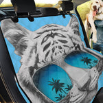 White Tiger With Sunglasses Print Pet Car Back Seat Cover