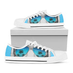 White Tiger With Sunglasses Print White Low Top Shoes