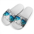 White Tiger With Sunglasses Print White Slide Sandals