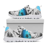 White Tiger With Sunglasses Print White Sneakers