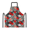 White Tropical Hibiscus Pattern Print Apron