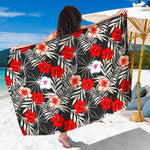 White Tropical Hibiscus Pattern Print Beach Sarong Wrap