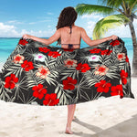 White Tropical Hibiscus Pattern Print Beach Sarong Wrap