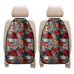 White Tropical Hibiscus Pattern Print Car Seat Organizers