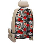 White Tropical Hibiscus Pattern Print Car Seat Organizers