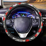 White Tropical Hibiscus Pattern Print Car Steering Wheel Cover