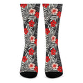 White Tropical Hibiscus Pattern Print Crew Socks