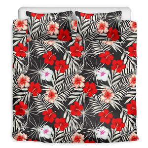 White Tropical Hibiscus Pattern Print Duvet Cover Bedding Set