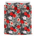 White Tropical Hibiscus Pattern Print Duvet Cover Bedding Set