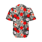White Tropical Hibiscus Pattern Print Men's Baseball Jersey
