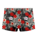 White Tropical Hibiscus Pattern Print Men's Boxer Briefs