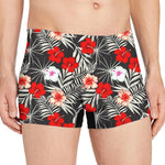White Tropical Hibiscus Pattern Print Men's Boxer Briefs
