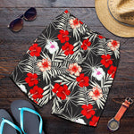 White Tropical Hibiscus Pattern Print Men's Shorts