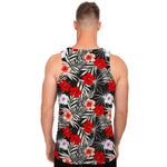 White Tropical Hibiscus Pattern Print Men's Tank Top