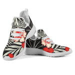 White Tropical Hibiscus Pattern Print Mesh Knit Shoes GearFrost