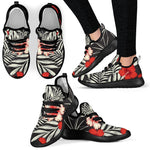 White Tropical Hibiscus Pattern Print Mesh Knit Shoes GearFrost