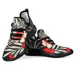 White Tropical Hibiscus Pattern Print Mesh Knit Shoes GearFrost