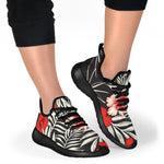 White Tropical Hibiscus Pattern Print Mesh Knit Shoes GearFrost