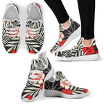 White Tropical Hibiscus Pattern Print Mesh Knit Shoes GearFrost