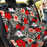 White Tropical Hibiscus Pattern Print Pet Car Back Seat Cover