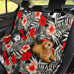White Tropical Hibiscus Pattern Print Pet Car Back Seat Cover