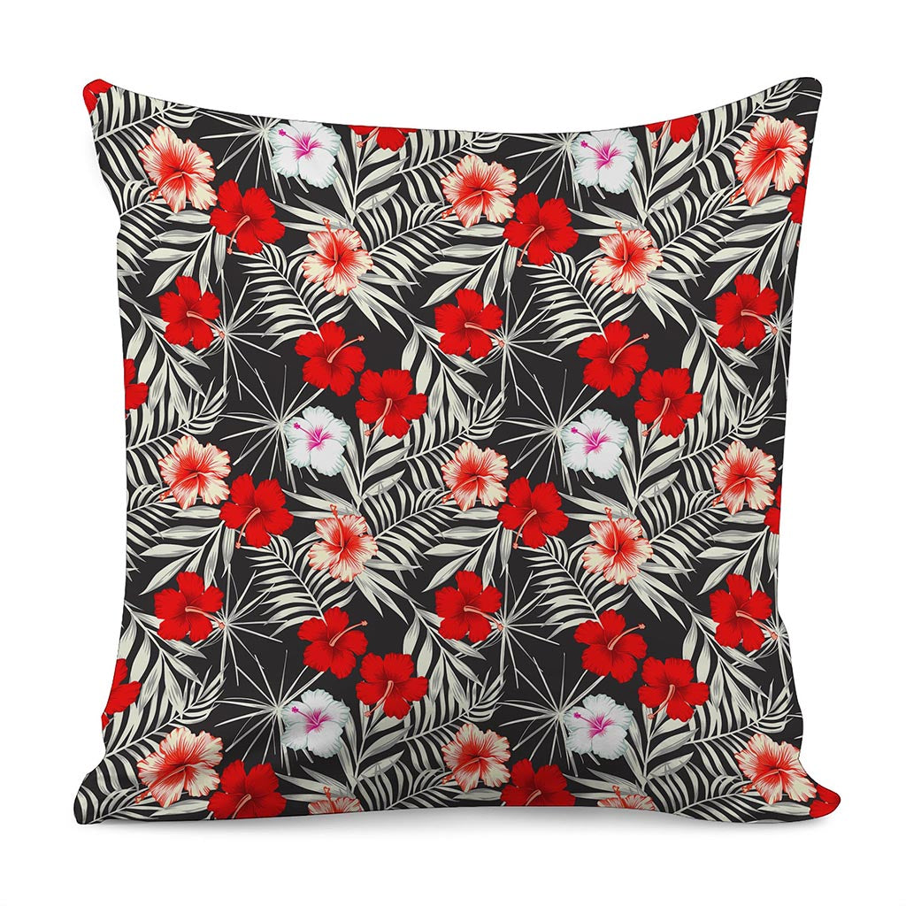 White Tropical Hibiscus Pattern Print Pillow Cover