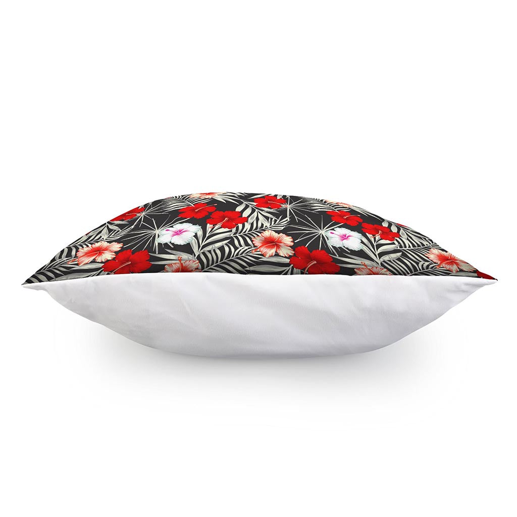 White Tropical Hibiscus Pattern Print Pillow Cover