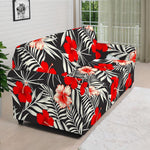White Tropical Hibiscus Pattern Print Sofa Cover