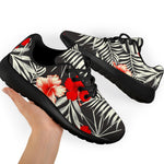 White Tropical Hibiscus Pattern Print Sport Shoes GearFrost