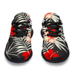 White Tropical Hibiscus Pattern Print Sport Shoes GearFrost