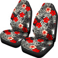 White Tropical Hibiscus Pattern Print Universal Fit Car Seat Covers