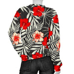 White Tropical Hibiscus Pattern Print Women's Crewneck Sweatshirt GearFrost